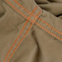 7oz Fatigue Cloth Short Sleeved Western Shirt - Khaki -Denim Clothing-Iron Heart International IHSH 387 KHA 11