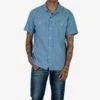4oz Selvedge Short Sleeved Summer Shirt - Blue 1 4oz Selvedge Short Sleeved Summer Shirt - Blue -Denim Clothing-Iron Heart International IHSH 388 BLU