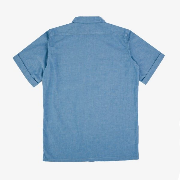 4oz Selvedge Short Sleeved Summer Shirt - Blue 6 4oz Selvedge Short Sleeved Summer Shirt - Blue - Image 4