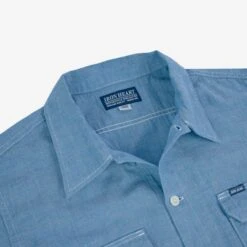 4oz Selvedge Short Sleeved Summer Shirt - Blue 21 4oz Selvedge Short Sleeved Summer Shirt - Blue -Denim Clothing-Iron Heart International IHSH 388 BLU 7