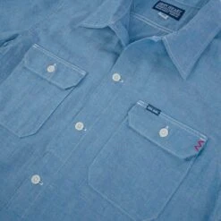 4oz Selvedge Short Sleeved Summer Shirt - Blue 22 4oz Selvedge Short Sleeved Summer Shirt - Blue -Denim Clothing-Iron Heart International IHSH 388 BLU 8