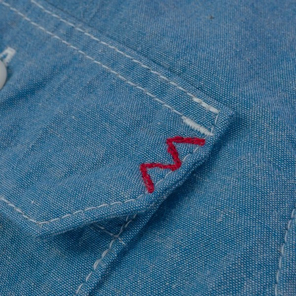 4oz Selvedge Short Sleeved Summer Shirt - Blue 12 4oz Selvedge Short Sleeved Summer Shirt - Blue - Image 10