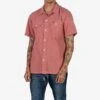 4oz Selvedge Short Sleeved Summer Shirt - Red -Denim Clothing-Iron Heart International IHSH 388 RED