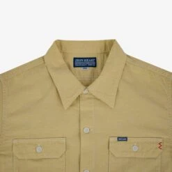 4oz Selvedge Short Sleeved Summer Shirt - Yellow -Denim Clothing-Iron Heart International IHSH 388 YEL 5