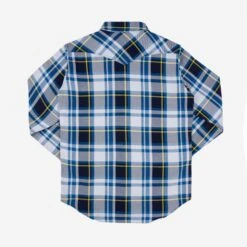 9oz Selvedge American Check Western Shirt - Blue -Denim Clothing-Iron Heart International IHSH 390 BLU 4