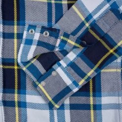 9oz Selvedge American Check Western Shirt - Blue -Denim Clothing-Iron Heart International IHSH 390 BLU 9
