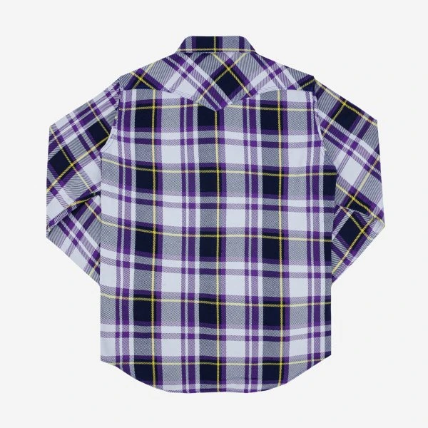 9oz Selvedge American Check Western Shirt - Purple 7 9oz Selvedge American Check Western Shirt - Purple - Image 5