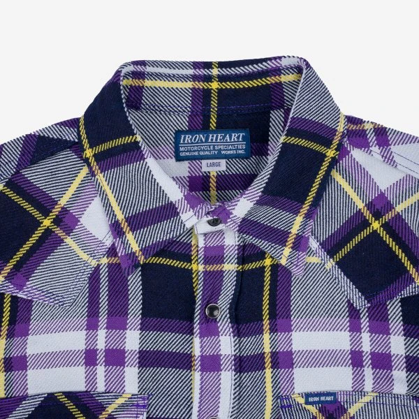 9oz Selvedge American Check Western Shirt - Purple 9 9oz Selvedge American Check Western Shirt - Purple - Image 7
