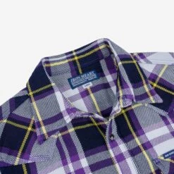 9oz Selvedge American Check Western Shirt - Purple 23 9oz Selvedge American Check Western Shirt - Purple -Denim Clothing-Iron Heart International IHSH 390 PUR 7
