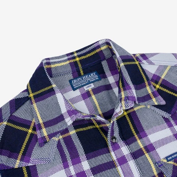 9oz Selvedge American Check Western Shirt - Purple 10 9oz Selvedge American Check Western Shirt - Purple - Image 8