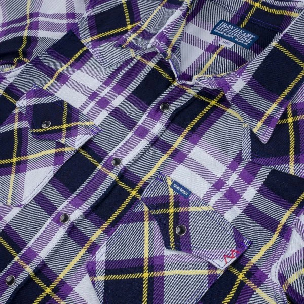 9oz Selvedge American Check Western Shirt - Purple 11 9oz Selvedge American Check Western Shirt - Purple - Image 9