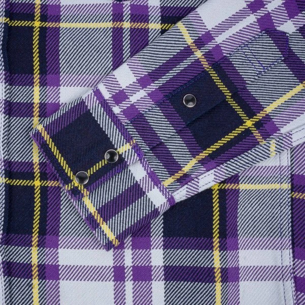 9oz Selvedge American Check Western Shirt - Purple 12 9oz Selvedge American Check Western Shirt - Purple - Image 10