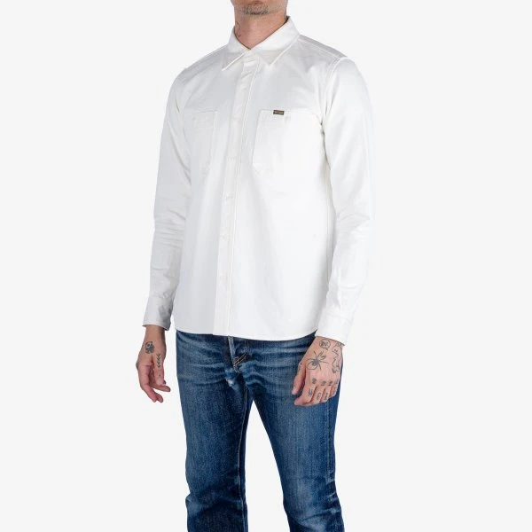 13.5oz Denim Work Shirt - White 3 13.5oz Denim Work Shirt - White