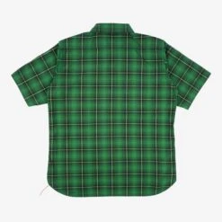 5oz Selvedge Short Sleeved Work Shirt - Green Vintage Check -Denim Clothing-Iron Heart International IHSH 392 GRN 3