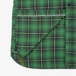 5oz Selvedge Short Sleeved Work Shirt - Green Vintage Check -Denim Clothing-Iron Heart International IHSH 392 GRN 6