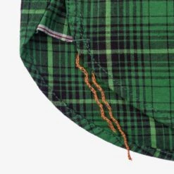 5oz Selvedge Short Sleeved Work Shirt - Green Vintage Check -Denim Clothing-Iron Heart International IHSH 392 GRN 7