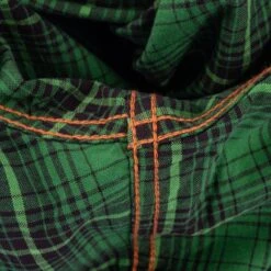 5oz Selvedge Short Sleeved Work Shirt - Green Vintage Check -Denim Clothing-Iron Heart International IHSH 392 GRN 8