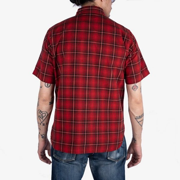 5oz Selvedge Short Sleeved Work Shirt - Red Vintage Check 4 5oz Selvedge Short Sleeved Work Shirt - Red Vintage Check - Image 2
