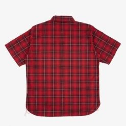 5oz Selvedge Short Sleeved Work Shirt - Red Vintage Check 15 5oz Selvedge Short Sleeved Work Shirt - Red Vintage Check -Denim Clothing-Iron Heart International IHSH 392 RED 3
