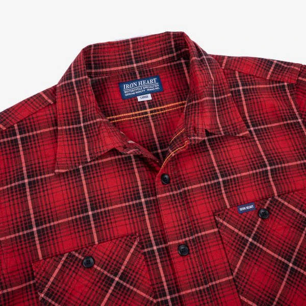 5oz Selvedge Short Sleeved Work Shirt - Red Vintage Check 8 5oz Selvedge Short Sleeved Work Shirt - Red Vintage Check - Image 6