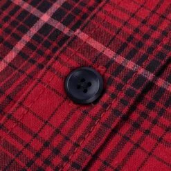 5oz Selvedge Short Sleeved Work Shirt - Red Vintage Check 18 5oz Selvedge Short Sleeved Work Shirt - Red Vintage Check -Denim Clothing-Iron Heart International IHSH 392 RED 6