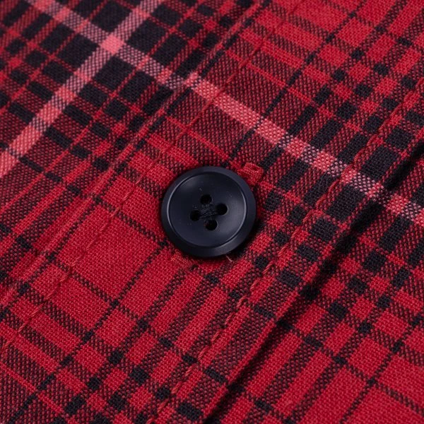 5oz Selvedge Short Sleeved Work Shirt - Red Vintage Check 9 5oz Selvedge Short Sleeved Work Shirt - Red Vintage Check - Image 7