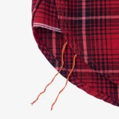 5oz Selvedge Short Sleeved Work Shirt - Red Vintage Check 19 5oz Selvedge Short Sleeved Work Shirt - Red Vintage Check -Denim Clothing-Iron Heart International IHSH 392 RED 7