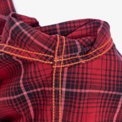 5oz Selvedge Short Sleeved Work Shirt - Red Vintage Check 21 5oz Selvedge Short Sleeved Work Shirt - Red Vintage Check -Denim Clothing-Iron Heart International IHSH 392 RED 9