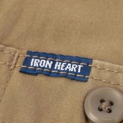 7oz Fatigue Cloth Short Sleeved Work Shirt - Khaki -Denim Clothing-Iron Heart International IHSH 393 KHA 6