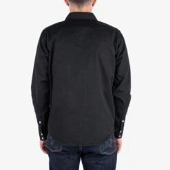 7oz Fatigue Cloth Western Shirt - Black -Denim Clothing-Iron Heart International IHSH 394 BLK 1