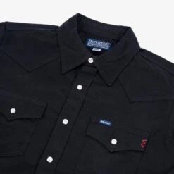 7oz Fatigue Cloth Western Shirt - Black -Denim Clothing-Iron Heart International IHSH 394 BLK 5