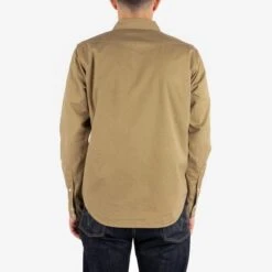 7oz Fatigue Cloth Western Shirt - Khaki -Denim Clothing-Iron Heart International IHSH 394 KHA 1