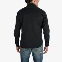 7oz Fatigue Cloth Work Shirt - Black -Denim Clothing-Iron Heart International IHSH 395 BLK 1
