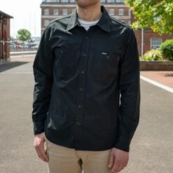 7oz Fatigue Cloth Work Shirt - Black -Denim Clothing-Iron Heart International IHSH 395 BLK 2