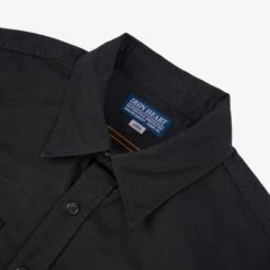 7oz Fatigue Cloth Work Shirt - Black -Denim Clothing-Iron Heart International IHSH 395 BLK 4