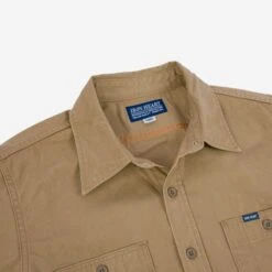 7oz Fatigue Cloth Work Shirt - Khaki -Denim Clothing-Iron Heart International IHSH 395 KHA 6