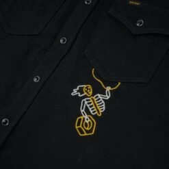 Iron Heart X DicE 12oz Selvedge Denim Embroidered Western Shirt "The Johnny Cash III" - Superblack -Denim Clothing-Iron Heart International IHSH IHxDM 01 14