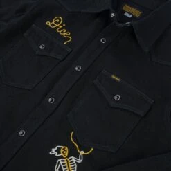 Iron Heart X DicE 12oz Selvedge Denim Embroidered Western Shirt "The Johnny Cash III" - Superblack -Denim Clothing-Iron Heart International IHSH IHxDM 01 9