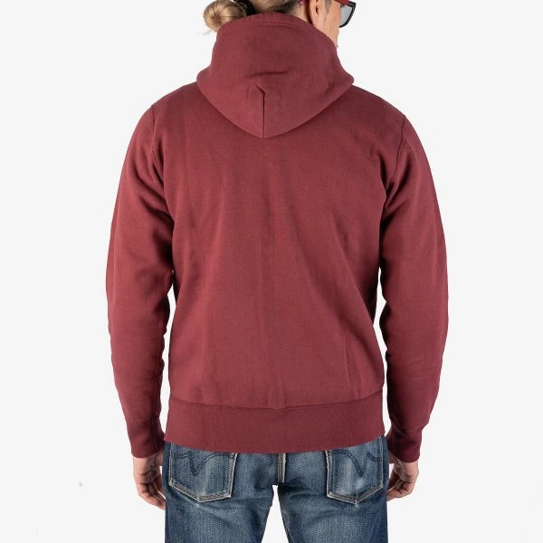14oz Ultra Heavyweight Loopwheel Cotton Zip Up Hoodie - Burgundy 4 14oz Ultra Heavyweight Loopwheel Cotton Zip Up Hoodie - Burgundy - Image 2