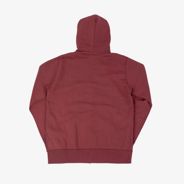 14oz Ultra Heavyweight Loopwheel Cotton Zip Up Hoodie - Burgundy 6 14oz Ultra Heavyweight Loopwheel Cotton Zip Up Hoodie - Burgundy - Image 4