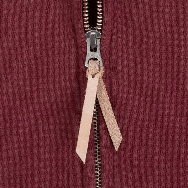 14oz Ultra Heavyweight Loopwheel Cotton Zip Up Hoodie - Burgundy 10 14oz Ultra Heavyweight Loopwheel Cotton Zip Up Hoodie - Burgundy - Image 8
