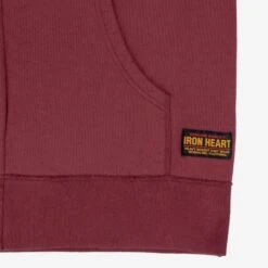 14oz Ultra Heavyweight Loopwheel Cotton Zip Up Hoodie - Burgundy 21 14oz Ultra Heavyweight Loopwheel Cotton Zip Up Hoodie - Burgundy -Denim Clothing-Iron Heart International IHSW 10 BUR 9