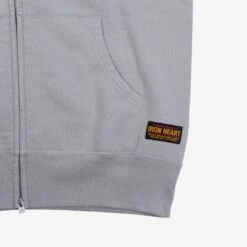 14oz Ultra Heavyweight Loopwheel Cotton Zip Up Hoodie - Grey -Denim Clothing-Iron Heart International IHSW 10 GRY 9