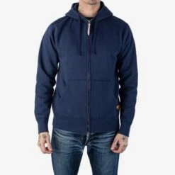 14oz Ultra Heavyweight Loopwheel Cotton Zip Up Hoodie - Navy