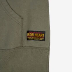 14oz Ultra Heavyweight Loopwheel Cotton Zippered Hoodie - Olive -Denim Clothing-Iron Heart International IHSW 10 OLV 10