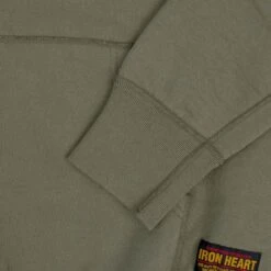 14oz Ultra Heavyweight Loopwheel Cotton Zippered Hoodie - Olive -Denim Clothing-Iron Heart International IHSW 10 OLV 8