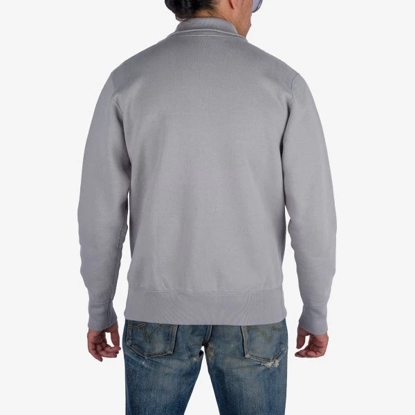 14oz Ultra Heavyweight Loopwheel Cotton Zip Up Sweater - Grey 4 14oz Ultra Heavyweight Loopwheel Cotton Zip Up Sweater - Grey - Image 2
