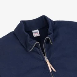 14oz Ultra Heavyweight Loopwheel Cotton Zip Up Sweater - Navy -Denim Clothing-Iron Heart International IHSW 11 NAV 6