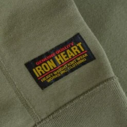 14oz Ultra Heavyweight Loopwheel Cotton Zip Up Sweater - Olive Green -Denim Clothing-Iron Heart International IHSW 11 OLV 10