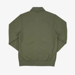 14oz Ultra Heavyweight Loopwheel Cotton Zip Up Sweater - Olive Green -Denim Clothing-Iron Heart International IHSW 11 OLV 3